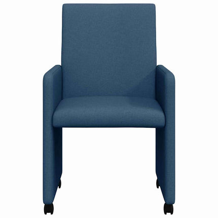 Matstolar med hjul med hjul 2 pcs Blå 57 x 66 x 94 cm tyg