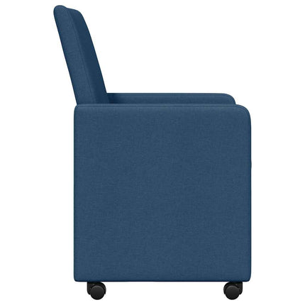 Matstolar med hjul med hjul 2 pcs Blå 57 x 66 x 94 cm tyg