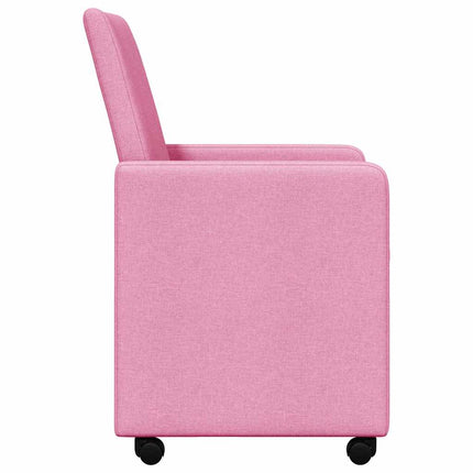 Matstolar med hjul med hjul 2 pcs Rosa 57 x 66 x 94 cm tyg