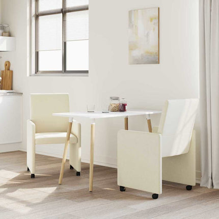 Matstolar med hjul 2 st Konstläder Kräm 57 x 66 x 94 cm