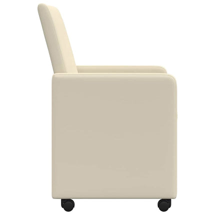 Matstolar med hjul 2 st Konstläder Kräm 57 x 66 x 94 cm