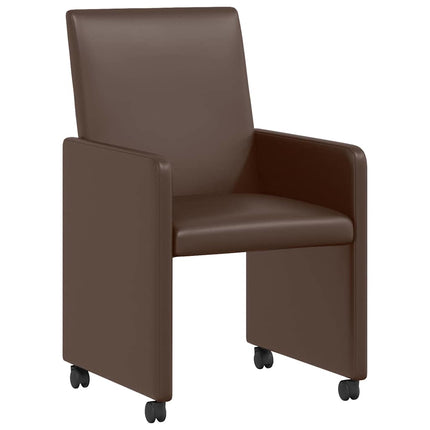 Matstolar med hjul 2 pcs Brun 57 x 66 x 94 cm Konstläder