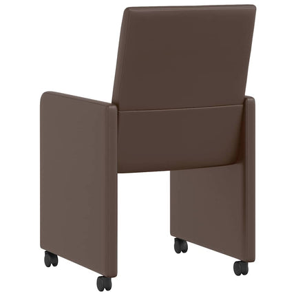 Matstolar med hjul 2 pcs Brun 57 x 66 x 94 cm Konstläder