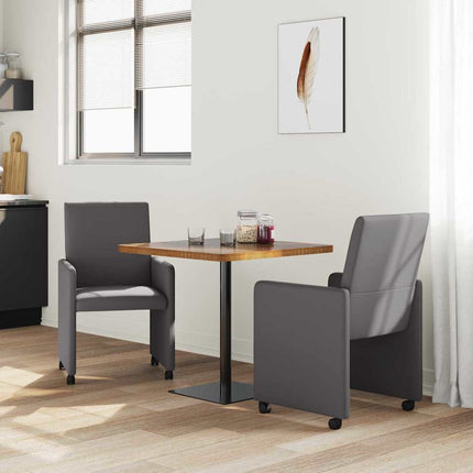 Matstolar med hjul 2 pcs Grå 57 x 66 x 94 cm Konstläder