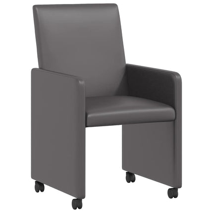 Matstolar med hjul 2 pcs Grå 57 x 66 x 94 cm Konstläder