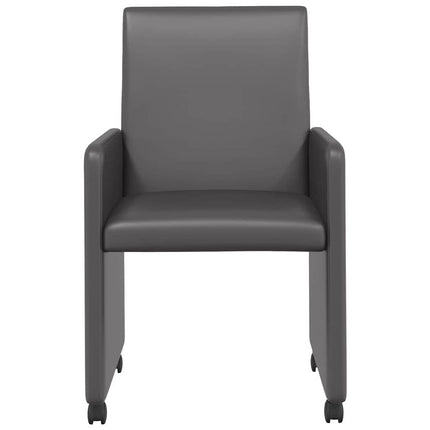 Matstolar med hjul 2 st Konstläder Grå 57 x 66 x 94 cm