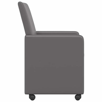 Matstolar med hjul 2 pcs Grå 57 x 66 x 94 cm Konstläder