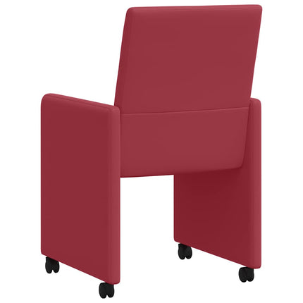 Matstolar med hjul 2 pcs Vinröd 57 x 66 x 94 cm Konstläder