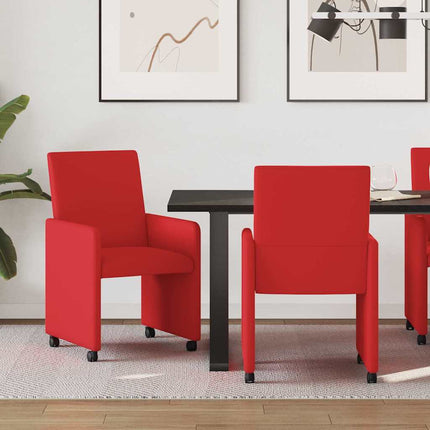 Matstolar med hjul 2 pcs Röd 57 x 66 x 94 cm Konstläder