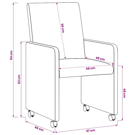 Matstolar med hjul 2 pcs Röd 57 x 66 x 94 cm Konstläder
