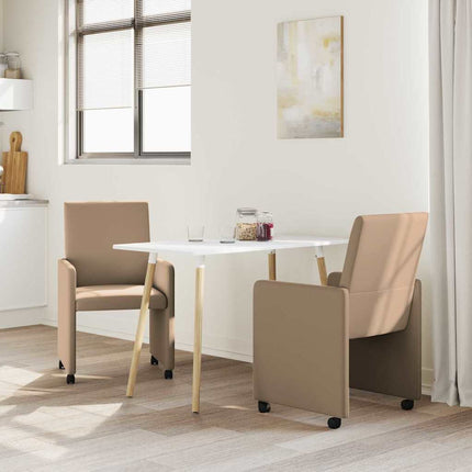 Matstolar med hjul 2 pcs Cappuccino 57 x 66 x 94 cm Konstläder