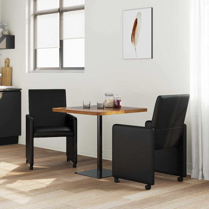 Matstolar med hjul 2 st Konstläder Svart 57 x 66 x 94 cm