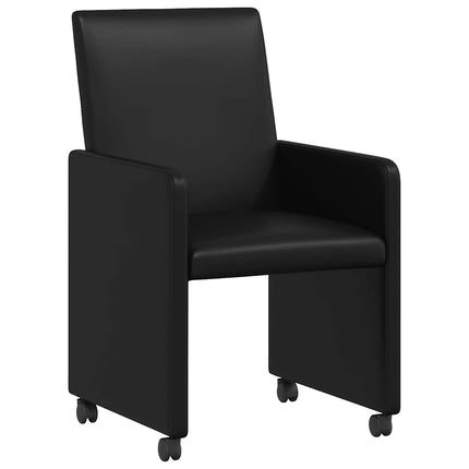 Matstolar med hjul 2 st Konstläder Svart 57 x 66 x 94 cm