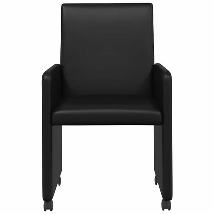 Matstolar med hjul 2 st Konstläder Svart 57 x 66 x 94 cm