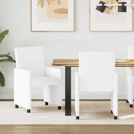 Matstolar med hjul 2 pcs Vit 57 x 66 x 94 cm Konstläder