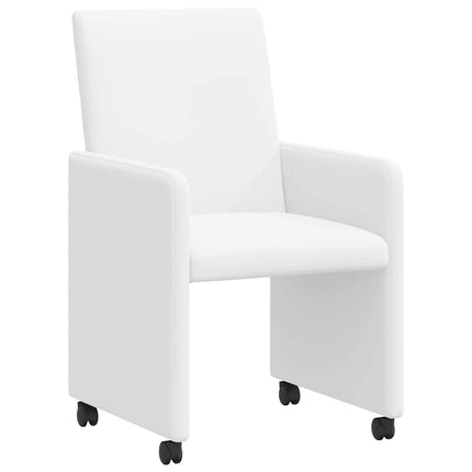 Matstolar med hjul 2 pcs Vit 57 x 66 x 94 cm Konstläder