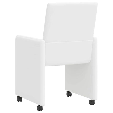 Matstolar med hjul 2 pcs Vit 57 x 66 x 94 cm Konstläder