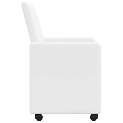 Matstolar med hjul 2 st Konstläder Vit 57 x 66 x 94 cm