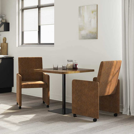 Matstolar med hjul 2 pcs Brun 57 x 66 x 94 cm Faux mockaläder