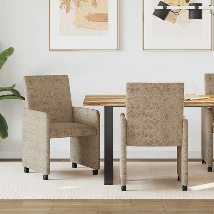 Matstolar med hjul 2 st Faux mockaläder Ljusgrå 57 x 66 x 94 cm