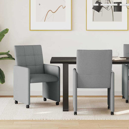 Matstolar med hjul med hjul 2 pcs Ljusgrå 58 x 65 x 94 cm tyg