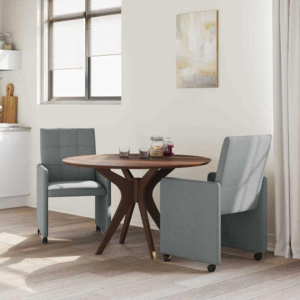 Matstolar med hjul med hjul 2 pcs Ljusgrå 58 x 65 x 94 cm tyg