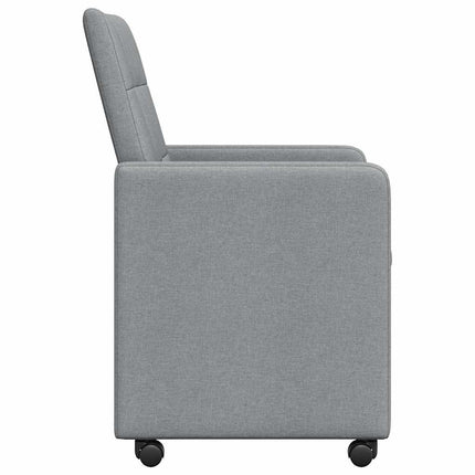 Matstolar med hjul med hjul 2 pcs Ljusgrå 58 x 65 x 94 cm tyg