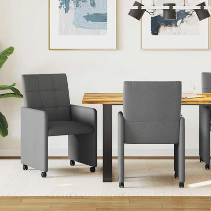 Matstolar med hjul med hjul 2 pcs Mörkgrå 58 x 65 x 94 cm tyg