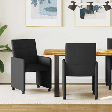 Matstolar med hjul med hjul 2 pcs Svart 58 x 65 x 94 cm tyg