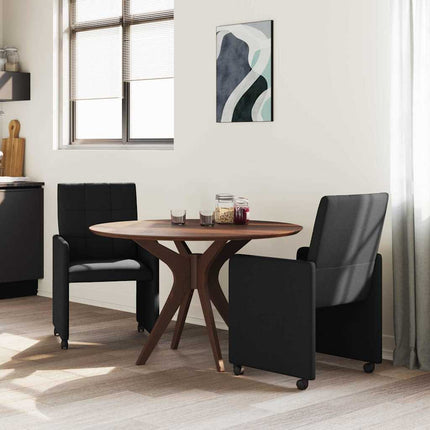 Matstolar med hjul med hjul 2 pcs Svart 58 x 65 x 94 cm tyg