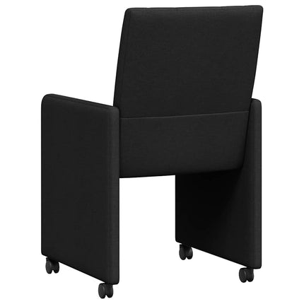 Matstolar med hjul med hjul 2 pcs Svart 58 x 65 x 94 cm tyg