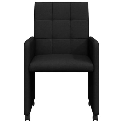 Matstolar med hjul med hjul 2 pcs Svart 58 x 65 x 94 cm tyg