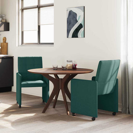 Matstolar med hjul med hjul 2 pcs Mörkgrön 58 x 65 x 94 cm tyg