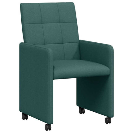 Matstolar med hjul med hjul 2 pcs Mörkgrön 58 x 65 x 94 cm tyg