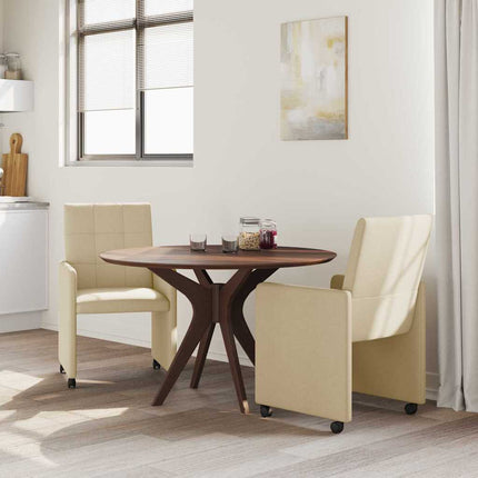 Matstolar med hjul med hjul 2 pcs Kräm 58 x 65 x 94 cm tyg