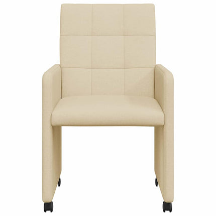Matstolar med hjul med hjul 2 pcs Kräm 58 x 65 x 94 cm tyg