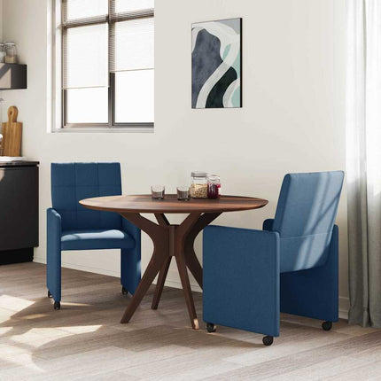 Matstolar med hjul 2 st tyg Blå 58 x 65 x 94 cm