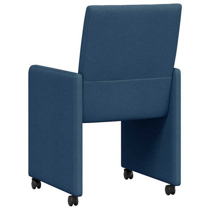 Matstolar med hjul med hjul 2 pcs Blå 58 x 65 x 94 cm tyg