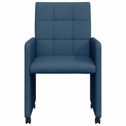 Matstolar med hjul med hjul 2 pcs Blå 58 x 65 x 94 cm tyg
