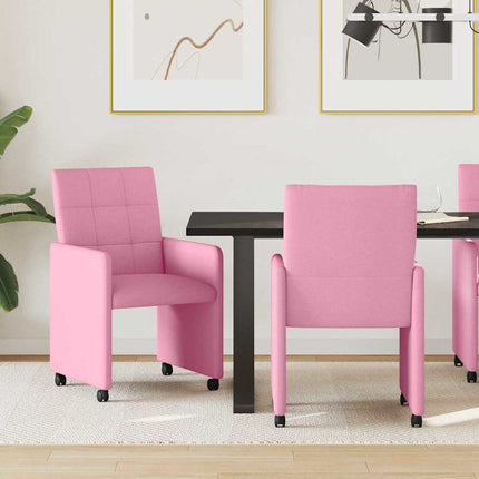 Matstolar med hjul med hjul 2 pcs Rosa 58 x 65 x 94 cm tyg