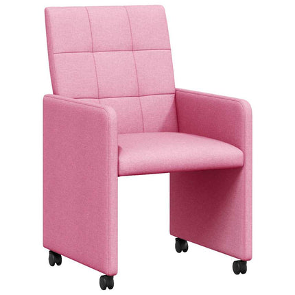 Matstolar med hjul med hjul 2 pcs Rosa 58 x 65 x 94 cm tyg