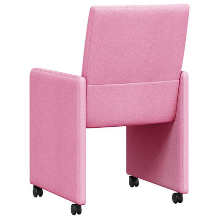 Matstolar med hjul 2 st tyg Rosa 58 x 65 x 94 cm