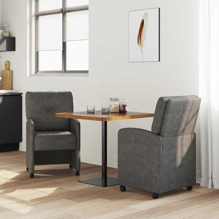 Matstolar med hjul 2 pcs Svart 57 x 67 x 95 cm Konstläder