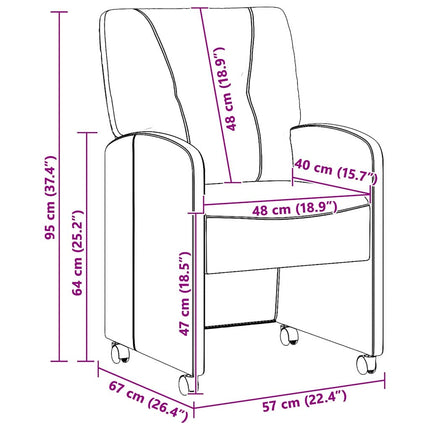 Matstolar med hjul 2 pcs Svart 57 x 67 x 95 cm Konstläder
