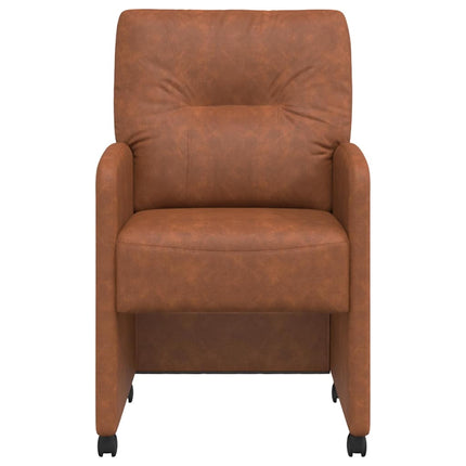Matstolar med hjul 2 pcs Brun 57 x 67 x 95 cm Konstläder