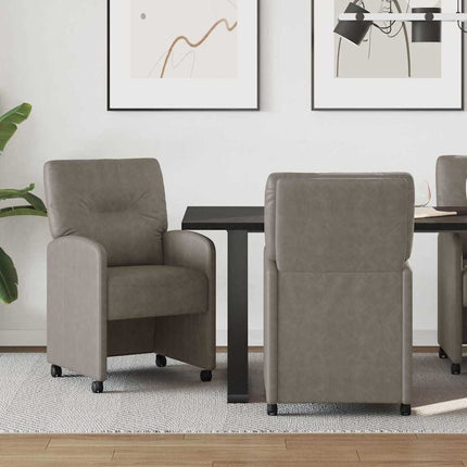 Matstolar med hjul 2 pcs Grå 57 x 67 x 95 cm Konstläder