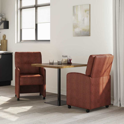 Matstolar med hjul med hjul 2 pcs Skinande brun 57 x 67 x 95 cm