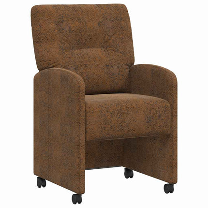 Matstolar med hjul 2 pcs Brun 57 x 67 x 95 cm Faux mockaläder