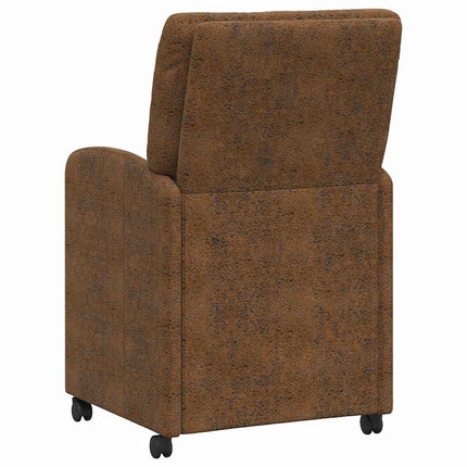 Matstolar med hjul 2 pcs Brun 57 x 67 x 95 cm Faux mockaläder