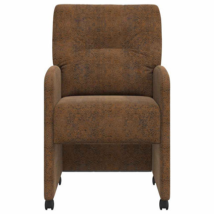 Matstolar med hjul 2 pcs Brun 57 x 67 x 95 cm Faux mockaläder